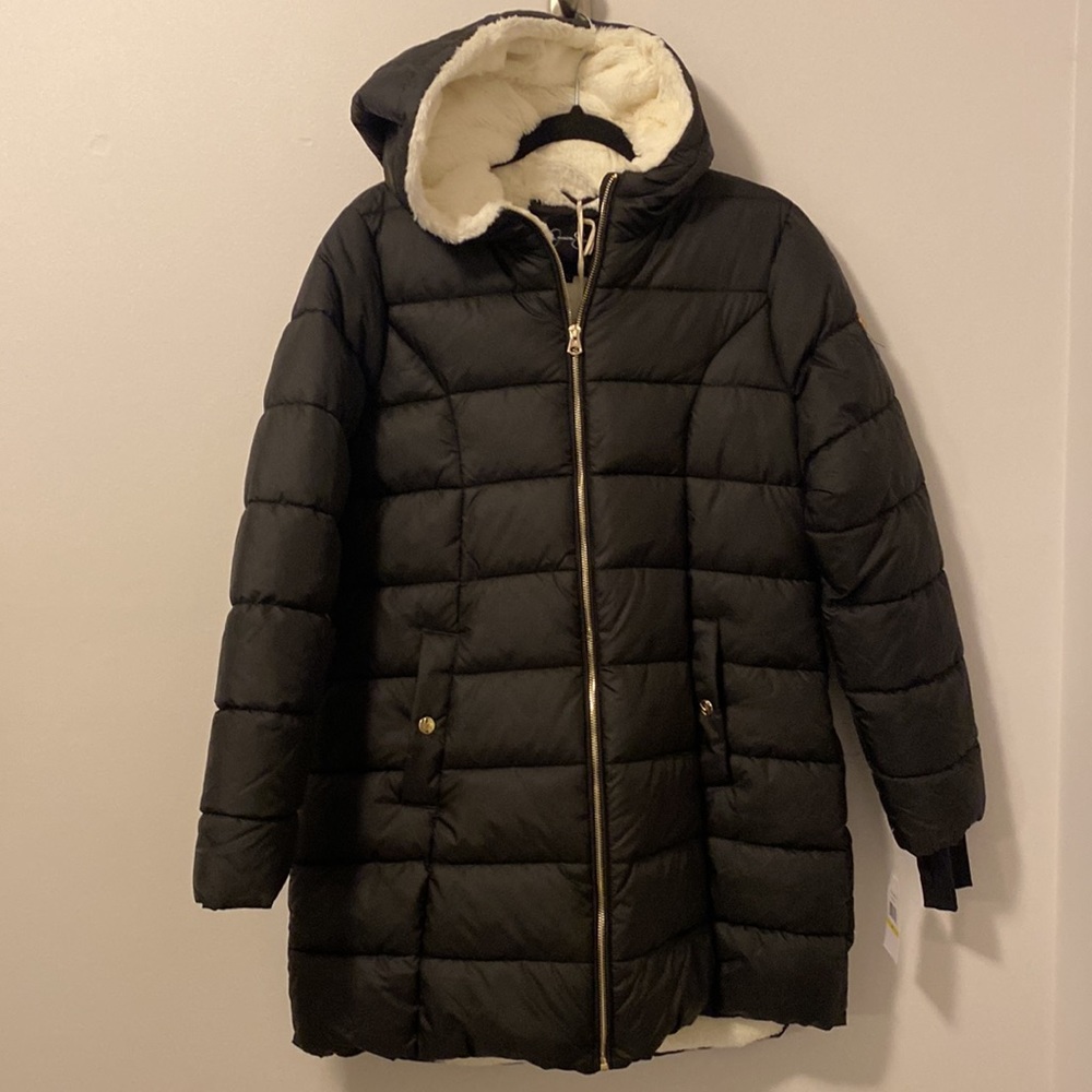 Jessica Simpson Black Faux Fur Puffer Coat